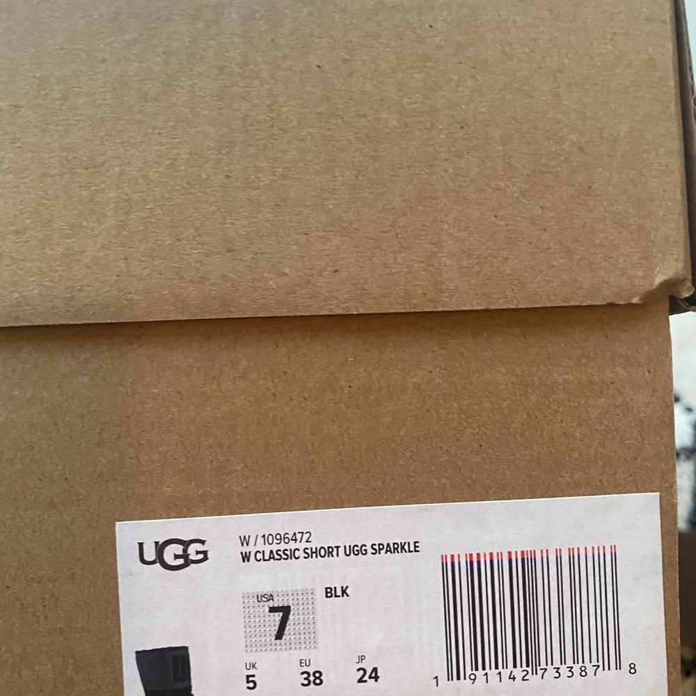Black Ugg Boots With Sparkly Ugg Label Size 7 - image 7